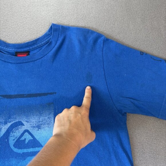Vintage 90s Quiksilver Youth T-shirt XL Blue Y2K Streetwear Skater Skateboard - Picture 3 of 12